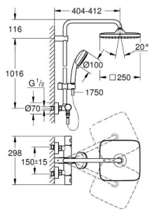 Душевая система Grohe Tempesta Cosmopolitan System 250мм Cube 26689000, хром