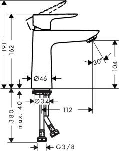Смеситель Hansgrohe Talis E 110 71712670, для раковины черный