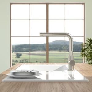 Смеситель для кухни Villeroy & Boch Steel Shower матовая нержавеющая сталь 969711LC