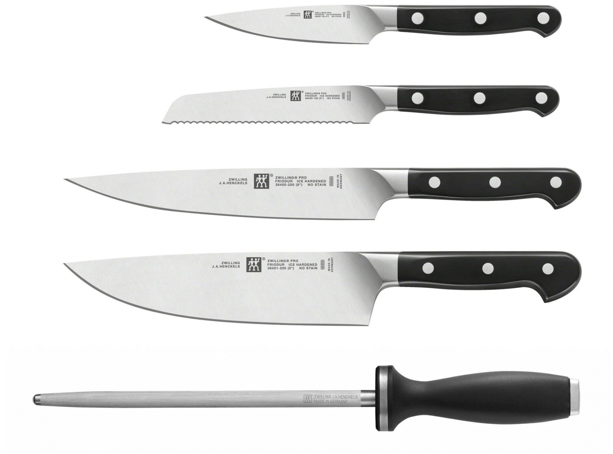 Набор ZWILLING Pro 38437-000, 4 ножа и мусат с подставкой
