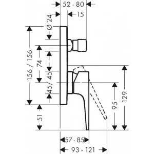 Смеситель для ванны Hansgrohe Metropol 32545670 матовый черный