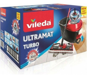 Набор для уборки Vileda Ultramax Turbo, плоская швабра + ведро с отжимом-центрифуга