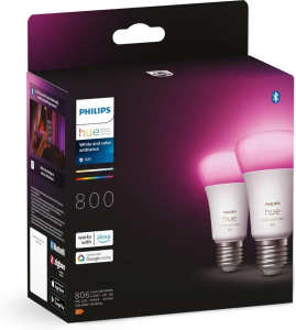 Комплект из 2 умных ламп Philips Hue White and Color E27 A60 800Лм 929002489602