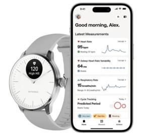 Гибридные смарт-часы Withings ScanWatch Light 37мм, белые/серебристые HWA11