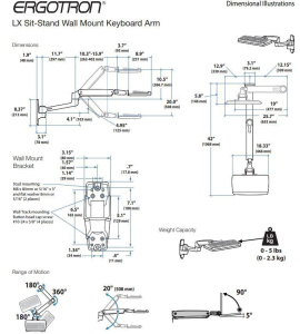 Ergotron LX Sit-Stand Wall Mount Keyboard Arm 45-354-026 настенное крепление для клавиатуры