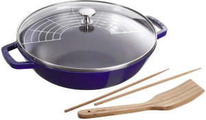 Чугунный вок Staub Ø 30 см с крышкой, тёмно-синий St1312991