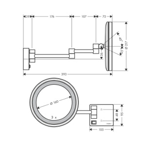 Косметическое зеркало с подсветкой AddStoris Hansgrohe 41790140, шлифованная бронза