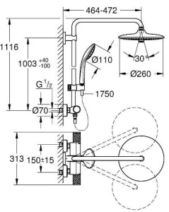 Душевая система Grohe Euphoria 260мм 27296003, хром