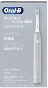 Электрическая звуковая зубная щётка Oral-B Pulsonic Slim Clean 2000 Grey, с зарядной станцией