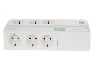Сетевой фильтр APC PM6U-GR (с переключателем, 5 В, 2,4 A, 6 розеток, USB-зарядное устройство на 2 порта, фильтр помех)