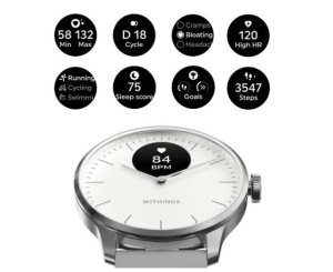 Гибридные смарт-часы Withings ScanWatch Light 37мм, белые/серебристые HWA11