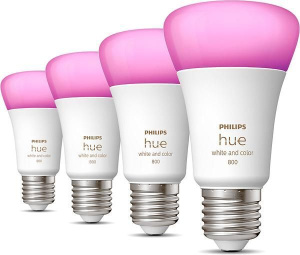 Комплект из 4 умных ламп Philips Hue White and Color E27 A60 800Лм 929002489604