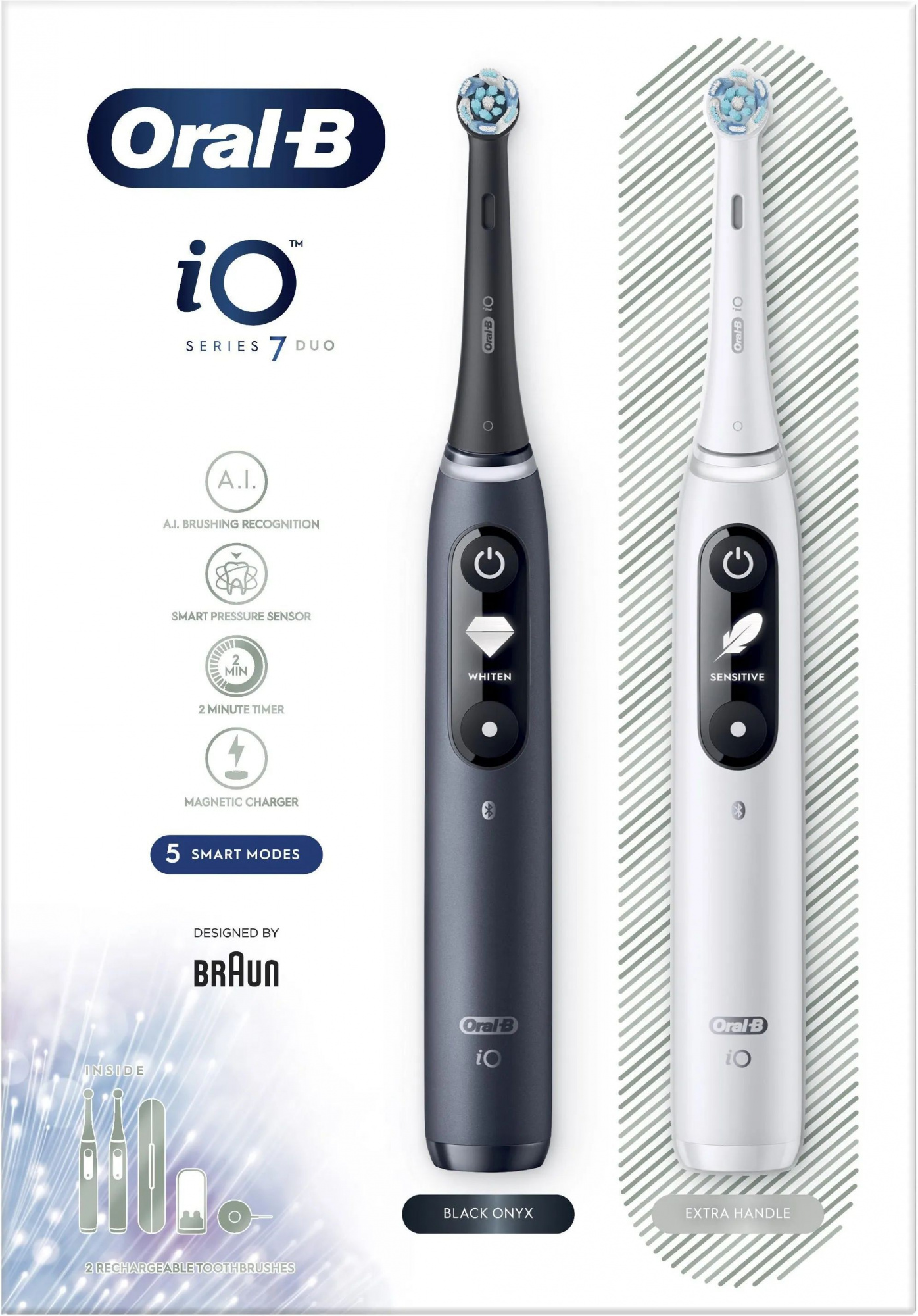 Набор электрических щеток Oral-B iO Series 7 Duo, черный оникс и белый алебастр