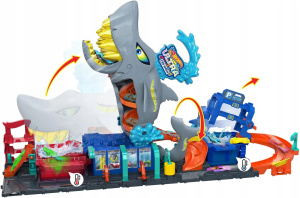 Игровой набор Hot Wheels автомойка с игрушечной машинкой Color Reveal в масштабе 1: 64 City Ultra Shark HTN82