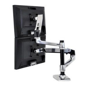 Ergotron LX Dual Stacking Arm Ergotron 45-248-026 крепление для двух мониторов или для монитора и ноутбука(металлик)