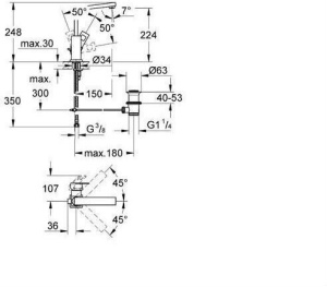 Смеситель для раковины Grohe Eurocube L 2313500E, хром
