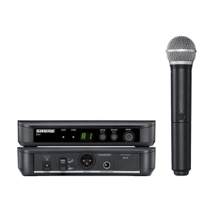 Радиосистема Shure BLX24E/PG58, комплектация: ручной передатчик, приемник, микрофонный капсюль, черный