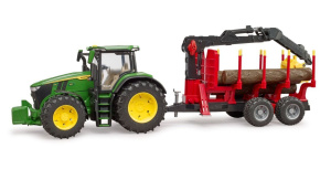Игрушечный трактор с прицепом и бревнами Bruder 03154 John Deere 7R 350