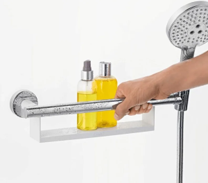 Поручень/штанга Hansgrohe Unica Comfort с полочкой и держателем, хром/белый матовый 26328400
