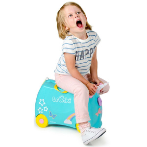Чемодан-каталка trunki, ручная кладь, 46х31х21 см, 18 л, 1.7 кг, голубой, бирюзовый