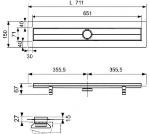 TECE 600700 TECEdrainline Дренажный канал , прямой, 70 см
