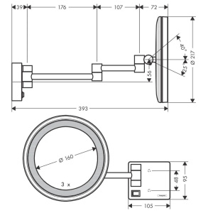 Косметическое зеркало с подсветкой AddStoris Hansgrohe 41790670, матовый черный