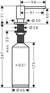 Дозатор для мыла Hansgrohe A41, черный хром матовый 40438340