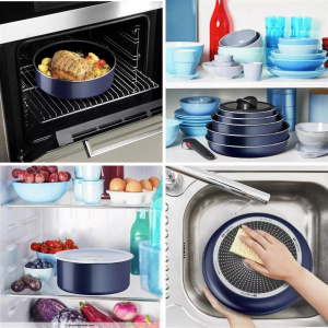 Набор посуды Tefal Ingenio Easy Cook & Clean L1579102 22/24/26см 10 предметов ковши 16/18см 2 крышки 2 лопатки со съемной ручкой