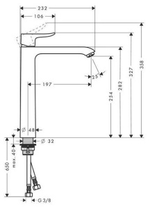 Смеситель Hansgrohe Metris 31184000, для раковины, хром
