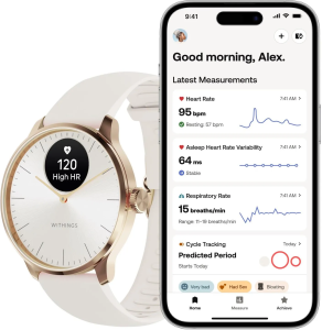 Гибридные смарт-часы Withings ScanWatch Light 37мм, песочные/розовое золото HWA11