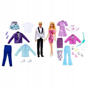 Модный комплект Barbie куклы Барби и куклы Кена с одеждой и аксессуарами HKB10