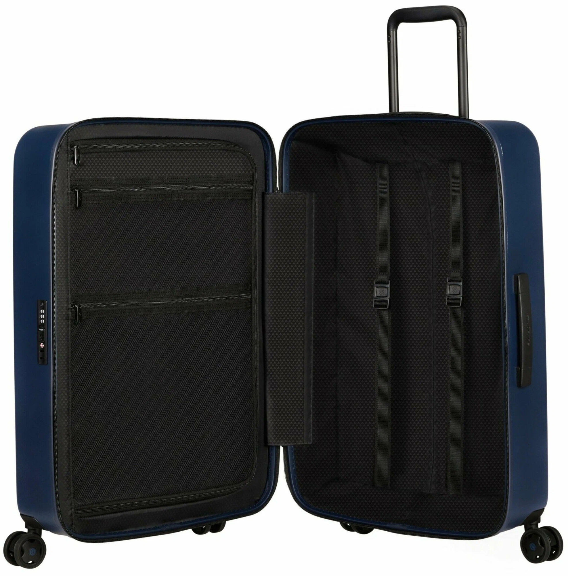Чемодан Samsonite, поликарбонат, адресная бирка, рифленая поверхность, опорные ножки на боковой стенке, 71 л, размер M