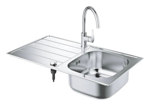 Комплект мойки для кухни Grohe K200 со смесителем BauEdge 31562SD1, нержавеющая сталь
