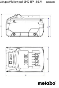 Аккумулятор Metabo LiHD 18 V/10.0 Ah 625549000