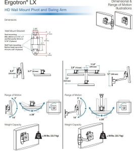 Ergotron 45-268-026 LX HD Wall Mount Swing Arm серебряный Настенное поворотное крепление
