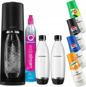 Комплект: Сифон Sodastream Terra (черный) +2 бутылки + 4 сиропа