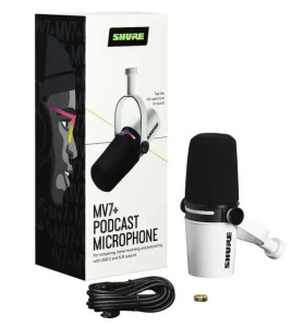 Микрофон Shure MV7+, белый