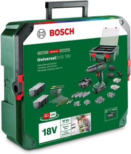 Дрель-шуруповёрт Bosch UniversalDrill 18V + системный кейс SystemBox 06039D4003