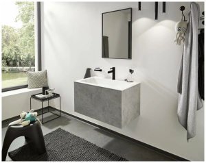Смеситель для раковины Hansgrohe Finoris с донным клапаном черный матовый 76010670