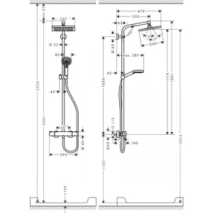 Душевая стойка Hansgrohe Crometta Е 240 1jet Showerpipe 27271000, хром