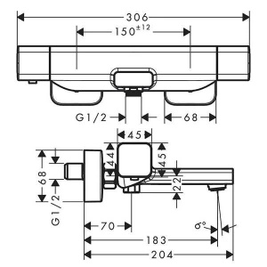 Термостатический смеситель для ванны и душа Hansgrohe Ecostat E 15774000, хром