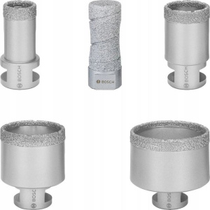 Набор коронок + фреза (5шт) М14 по керамограниту Diamond DrySpeed Bosch 2608576669