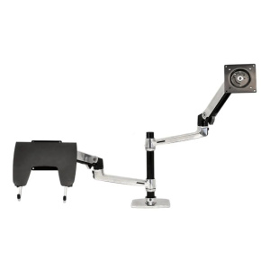 Ergotron LX Dual Stacking Arm Ergotron 45-248-026 крепление для двух мониторов или для монитора и ноутбука(металлик)