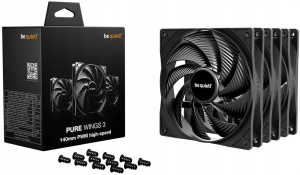 Комплект вентиляторов для корпуса Be Quiet! Pure Wings 3 140 мм High-Speed BL138, чёрный (3 шт.)