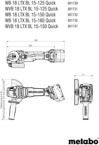 Угловая шлифмашина аккумуляторная Metabo WVB 18 LTX BL 15-125 Quick 601731850 без акб и зу