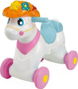 Каталка-качалка говорящая Лошадка Chicco Baby Rodeo, белый/розовый