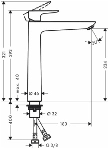 Смеситель для раковины Hansgrohe Talis E 71717990, золото