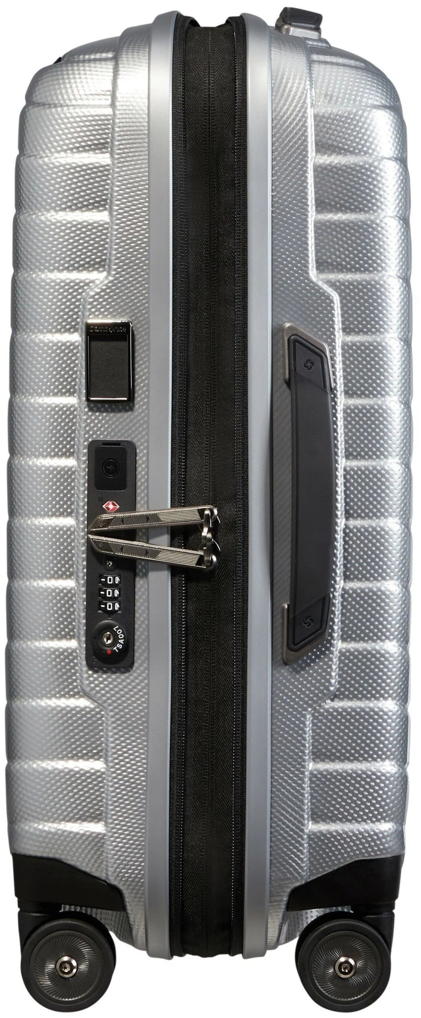 Чемодан Samsonite Proxis 55 см,44 л, полиэстер, нейлон, увеличение объема, адресная бирка, размер S, серый