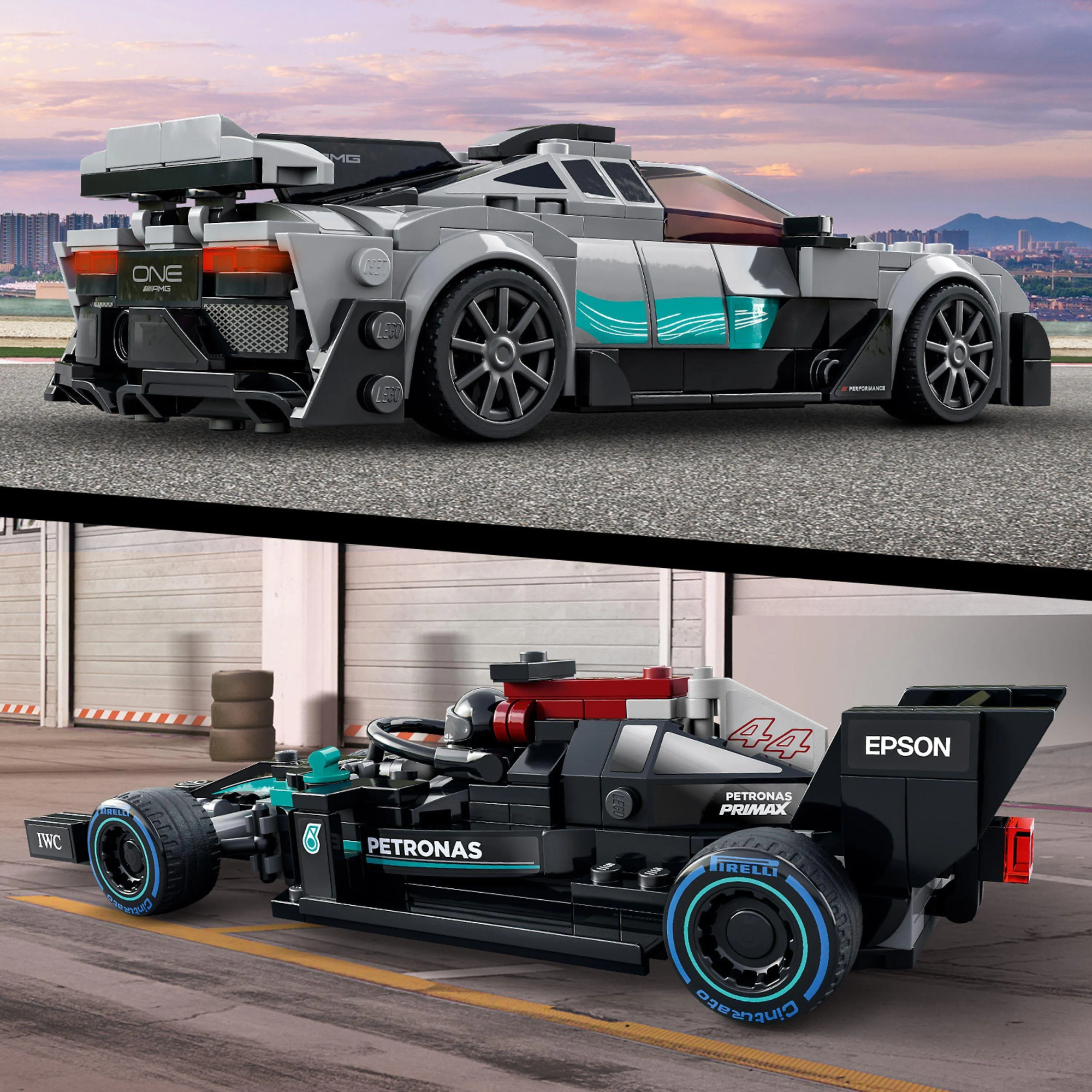 Конструктор LEGO Speed Champions 76909 Mercedes-AMG F1 W12 E Performance и Mercedes-AMG ONE