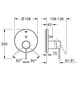 Смеситель скрытого монтажа Grohe Essence 24058AL1, матовый графит